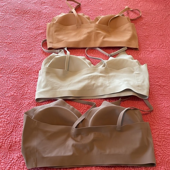 Bras lot of 3. Sz L Nude gray lilac. Padded removable cups adjustable straps - Picture 8 of 12